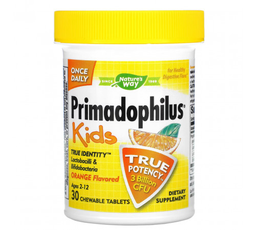 Пробиотики для детей Nature's Way Primadophilus 30 таблеток Апельсин