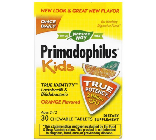 Пробиотики для детей Nature's Way Primadophilus 30 таблеток Апельсин