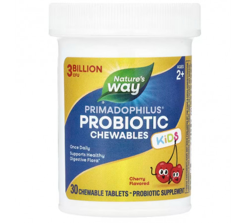 Пробіотики для дітей Nature's Way Primadophilus 3 млрд CFU 30 таблеток Вишня