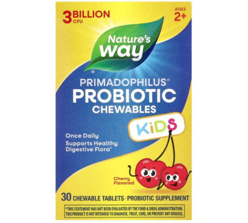 Пробіотики для дітей Nature's Way Primadophilus 3 млрд CFU 30 таблеток Вишня