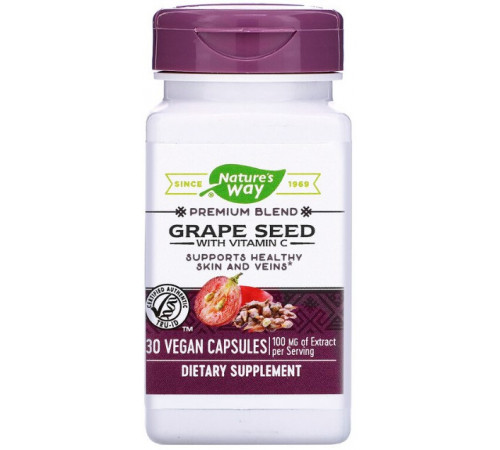 Екстракт виноградних кісточок Nature's Way Grape Seed 100 мг 30 капсул