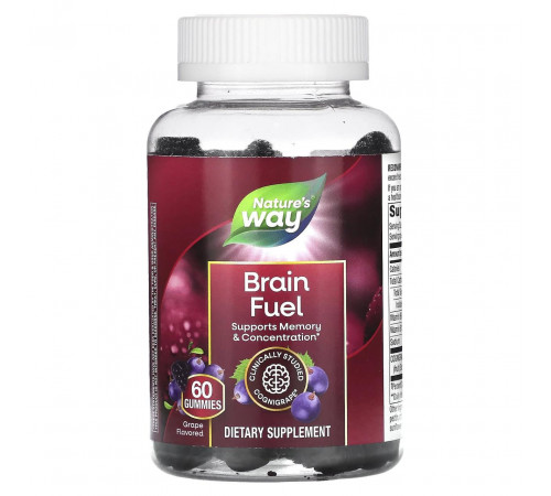 Підтримка пам'яті та концентрації Nature's Way Brain Fuel 60 жев цук виноград