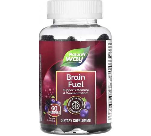 Підтримка пам'яті та концентрації Nature's Way Brain Fuel 60 жев цук виноград