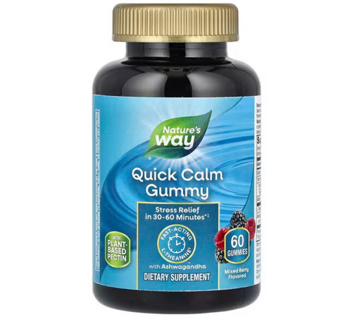 Комплекс з ашвагандою NatureWay L-Theanine & Ashwagandha Vegetarian Gummies Gummy зі смаком ягід 60 жувальних цукерок