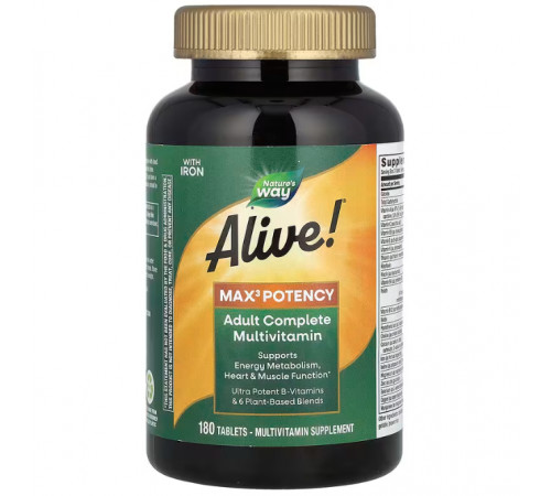 Мультивітаміни Natures Way Alive!  Adult Complete Multivitamin 180 таб