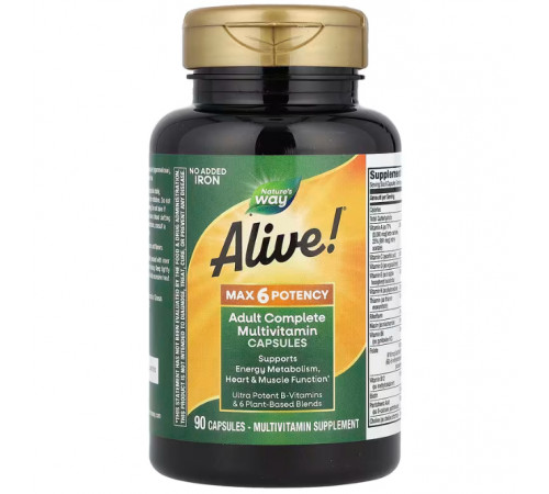 Мультивітаміни без заліза Nature's Way Alive! Adult Complete Multivitamin 90 капсул