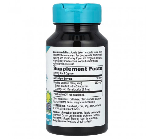 Родіола рожева Nature's Way Rhodiola 250 мг 60 веганських капсул