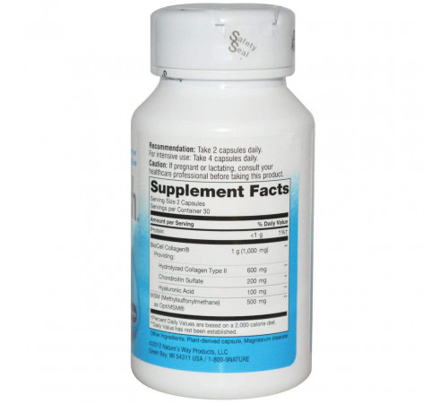 Гіалуронова кислота + МСМ Nature's Way Hyaluronic Acid With MSM 60 капсул