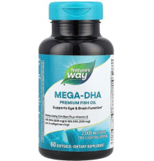 Риб'ячий жир + вітамін Е концентрат Natures Way Mega-DHA 60 кап