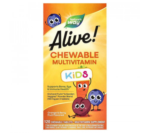 Вітаміни для дітей  Nature's Way Alive! Multi-Vitamin 120 жув таблеток Апельсин і ягоди