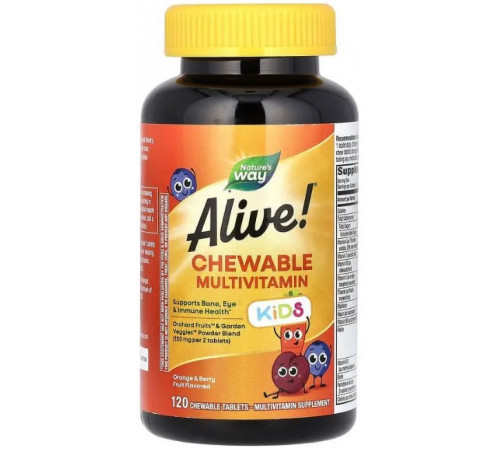 Вітаміни для дітей  Nature's Way Alive! Multi-Vitamin 120 жув таблеток Апельсин і ягоди