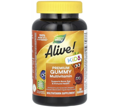 Мультивітаміни для дітей Nature`s Way Alive! Multi-Vitamin 90 жев таб фрукты