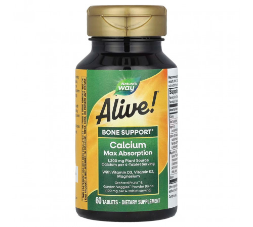 Кальцій для кісток Nature's Way, Alive! Calcium 60 таб