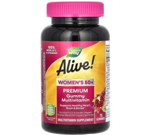 Мультивітаміни для жінок 50+ Nature's Way Alive! Women's 50+ 75 жев конф вишня виноград