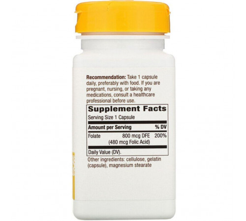 Фолієва кислота Вітамін B9 Nature's Way Folate 800 мкг 100 капсул