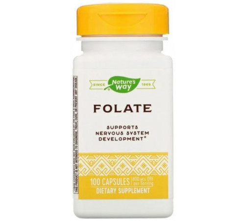 Фолієва кислота Вітамін B9 Nature's Way Folate 800 мкг 100 капсул