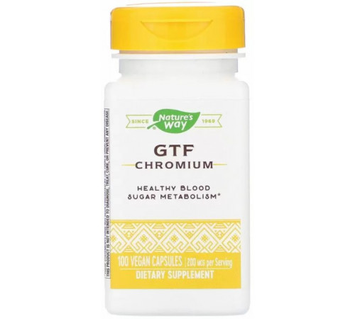 Хром полінікотінат  Nature's Way GTF Chromium 200 мкг 100 капсул