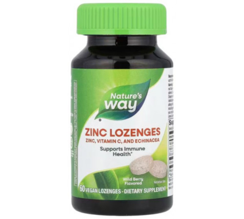 Цинк глюконат Nature's Way Zinc Lozenges 60 пастилок Ягоди