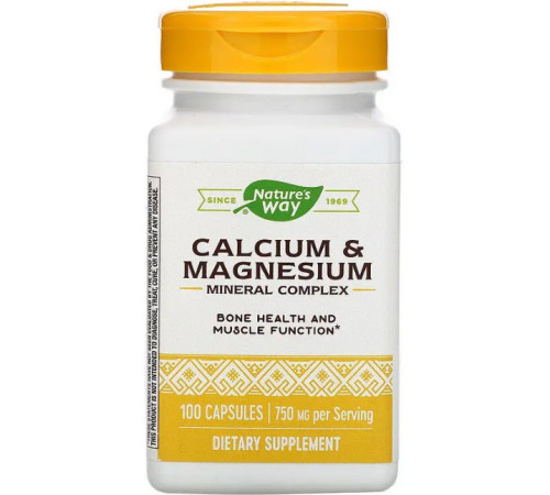 Кальцій та магній Nature's Way Calcium & Magnesium Mineral Complex 750 мг 100 капс
