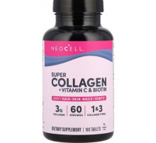 Колаген + вітамін С та біотин для волосся, шкіри та нігтів NeoCell Collagen + Vitamin C & Biotin супер 180 таб