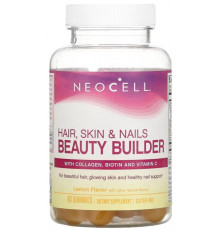 Комплексні вітаміни для зміцнення волосся і нігтів NeoCell Hair, Skin & Nails Beauty Builder 60 жув таб лимон