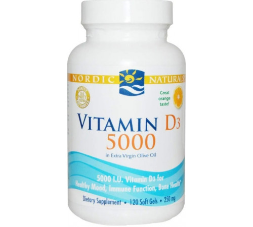 Вітамін Д3 (Холекальциферол) Nordic Naturals Vitamin D3 5000 МЕ 120 гел капс апельсин