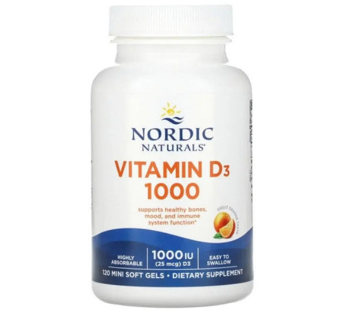 Вітамін D3 Nordic Naturals Vitamin D3 1000 МЕ 120 гел капс апельсин