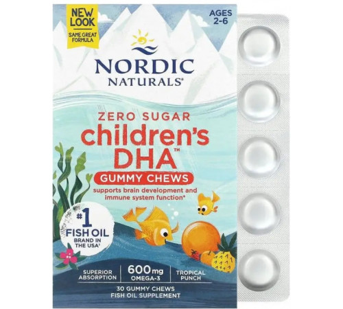 Риб'ячий жир для дітей  Nordic Naturals Children's DHA Gummies 600 мг 30 жев таб тропік