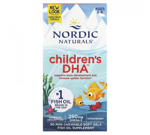 Риб'ячий жир для дітей Nordic NaturalsChildrenёs DHA 90 кап полуниця