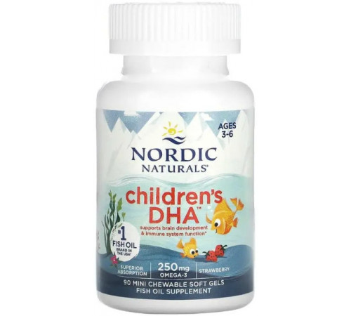 Риб'ячий жир для дітей Nordic NaturalsChildrenёs DHA 90 кап полуниця