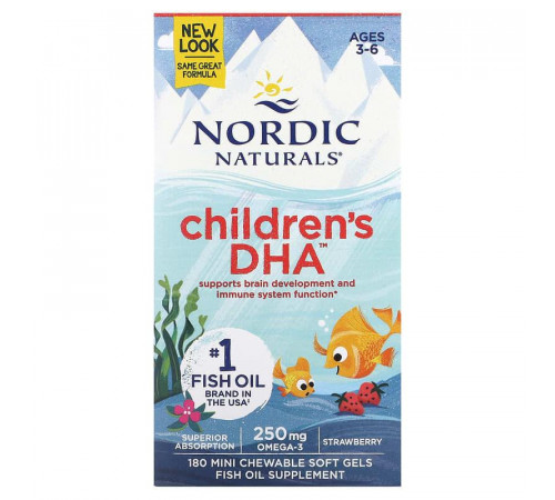Риб'ячий жир для дітей Nordic Naturals Children's DHA 180 капсул Полуниця