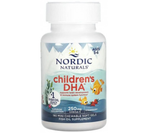 Риб'ячий жир для дітей Nordic Naturals Children's DHA 180 капсул Полуниця