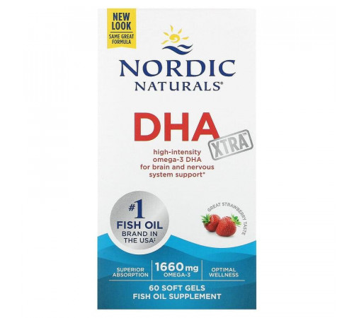 Риб'ячий жир екстра Nordic Naturals HA Xtra 1660 мг 60 капсул Полуниця