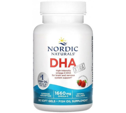 Риб'ячий жир екстра Nordic Naturals HA Xtra 1660 мг 60 капсул Полуниця