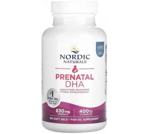 Риб'ячий жир для вагітних Nordic Naturals Prenatal DHA 500 мг 180 капсул