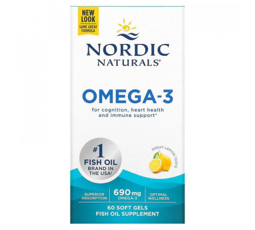 Очищений риб'ячий жир Nordic Naturals Omega-3 690 мг 60 капс лимон