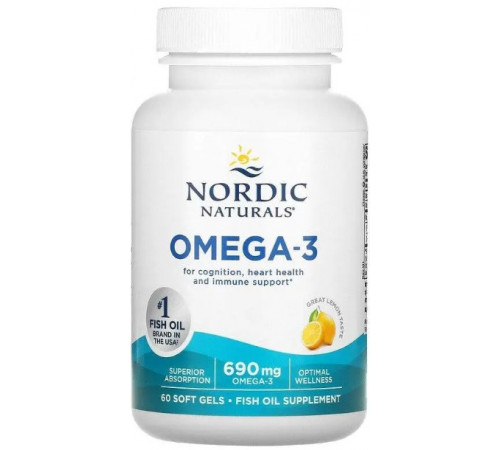 Очищений риб'ячий жир Nordic Naturals Omega-3 690 мг 60 капс лимон