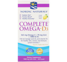 Омега 3 6 9 + Д3  Nordic Naturals Complete Omega-D3 1000 мг 60 капсул Лимон
