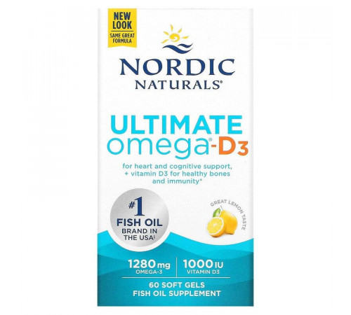 Риб'ячий жир + Д3 Nordic Naturals Ultimate Omega-D3 1000 мг 60 капсул Лимон