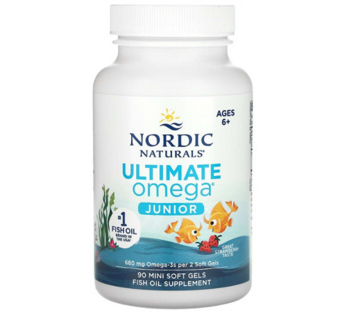 Рыбий жир детей Nordic Naturals Ultimate Omega 340 мг 90 мини капсул Клубника