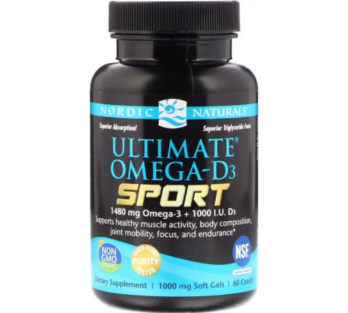 Омега 3 + Д3 Nordic Naturals Omega-D3 sport 60 капс