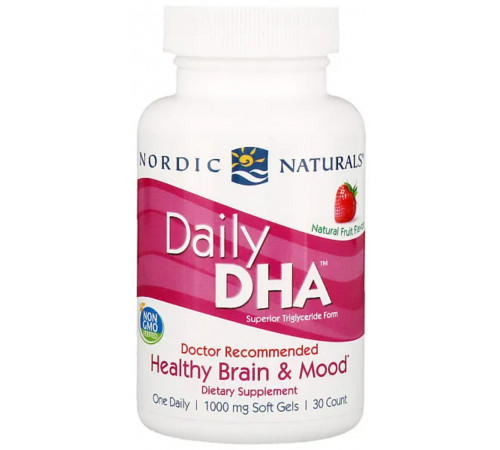 Рыбий жир со вкусом клубники Nordic Naturals Daily DHA 1000 мг 30 капсул