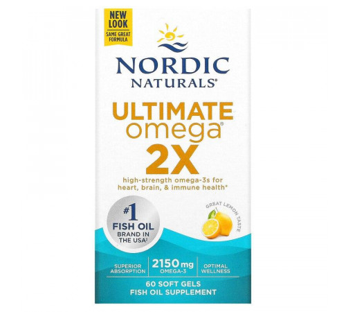 Омега Nordic Naturals Ultimate Omega 2x 60 капсул Лимон