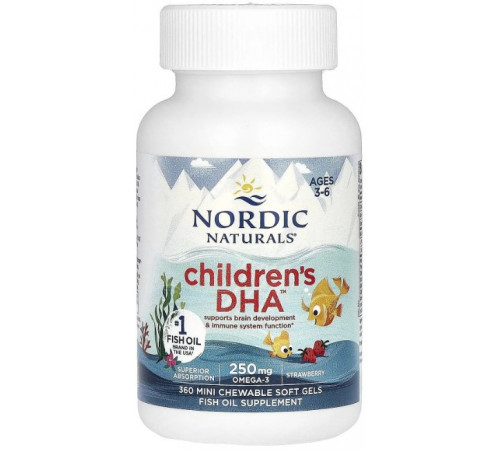 Риб'ячий жир для дітей  Nordic Naturals Children's DHA 360 капсул Полуниця