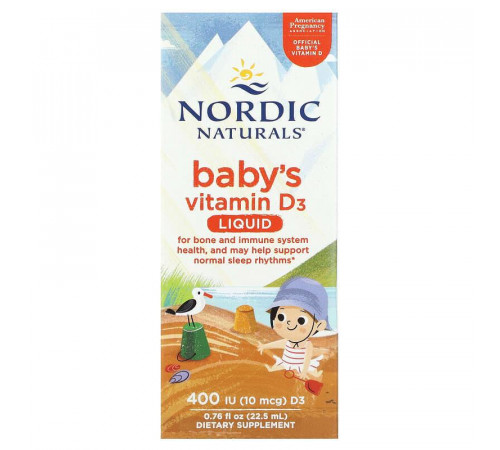 Вітамін D3 для дітей Nordic Naturals Baby's Vitamin D3 10 мкг 22,5 мл