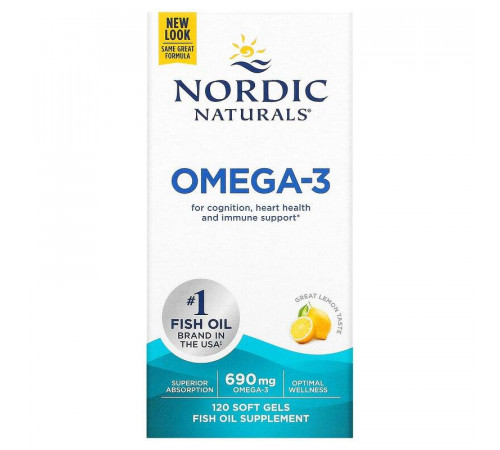 Омега рыбий жир Nordic Naturals Omega-3 690 мг 120 капсул Лимон