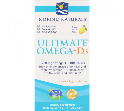 Риб'ячий жир + Д3 Nordic Naturals Ultimate Omega-D3 1000 мг 120 капсул Лимон