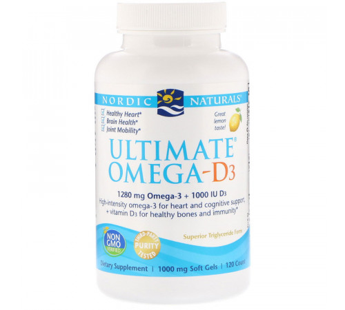 Риб'ячий жир + Д3 Nordic Naturals Ultimate Omega-D3 1000 мг 120 капсул Лимон