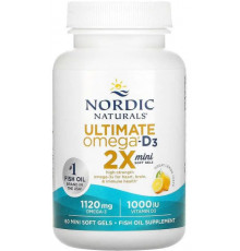 Рыбий жир с витамином Д3 Nordic Naturals Ultimate Omega 2X 60 гел мини капс лимон