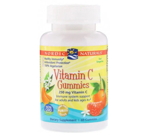 Вітамін С жувальний Nordic Naturals Vitamin C Gummies 250 мг 60 цук мандарин
